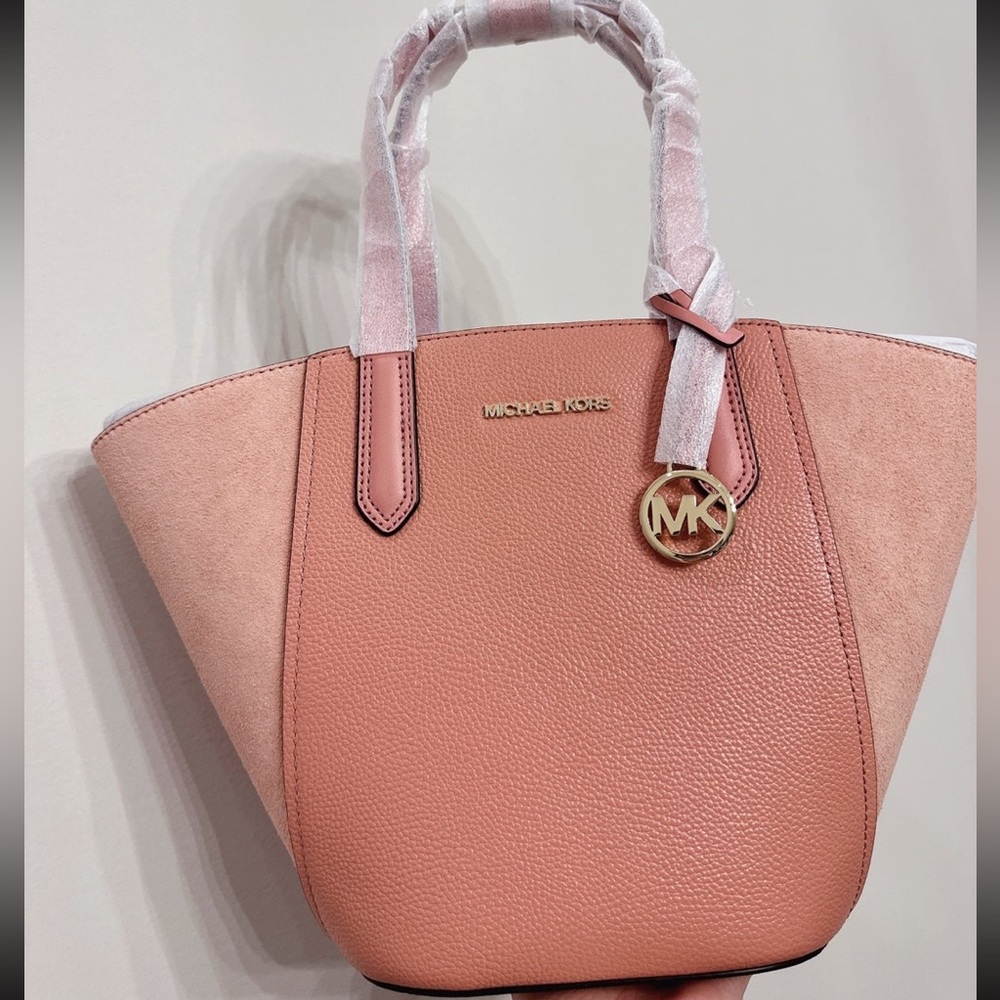 Michael Kors Portia Small Tote Handbag Bucket Bag Leather Suede